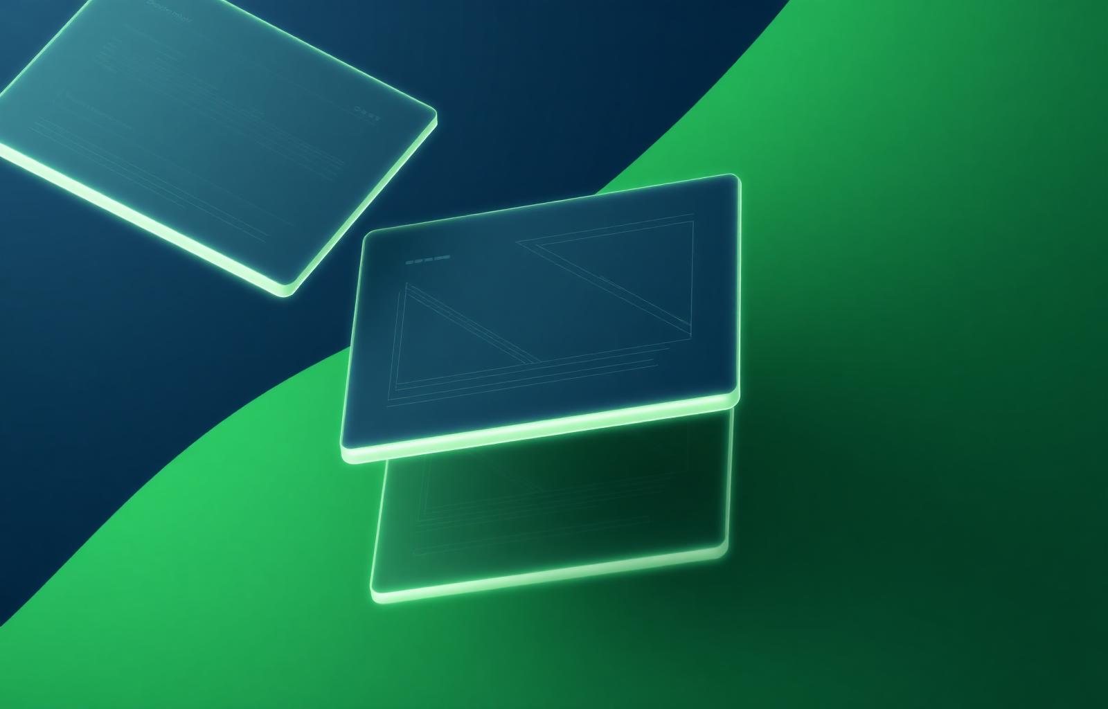 Layered translucent storefront panels representing custom Shopify Plus development